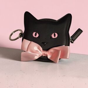 B&BW Black Cat Coin Pouch Bag Charm with Pink Bow